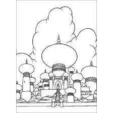 Coloring Aladadin with a view of the city of Agraba