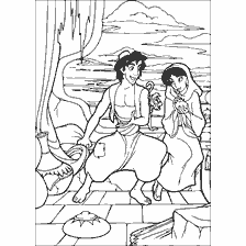 Coloring with Aladdin and Jasmine in a fairy-tale world