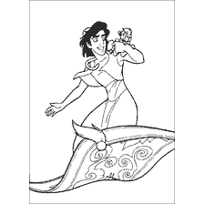 Aladdin with Abu on a flying carpet