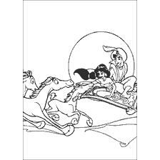 Aladdin and Jasmine on a carpet plane