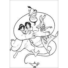 Aladdin, Ginny and Jasmine in coloring book