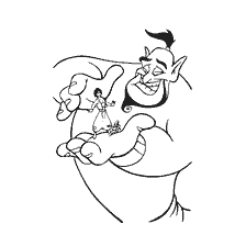 Aladdin and Jinn in coloring book