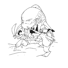 Aladdin and his friends fight the Desert Monster