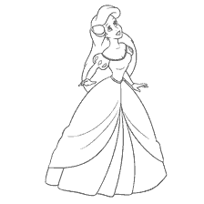 coloriage: Coloration Ariel de la petite sirène dans une robe