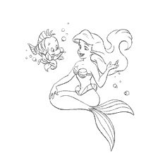 coloriage: La Coloration de la Petite Sirène: Ariel et Sebastian