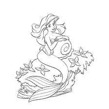 coloriage: La sirène d'Ariel sur le livre de coloration