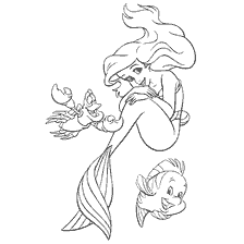 coloriage: La petite sirène avec Ariel et ses amis