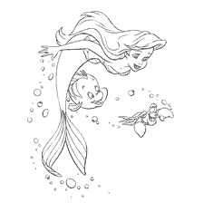 coloriage: Ariel et ses amis où dessiner la petite sirène