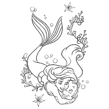 coloriage: Coloration La Petite Sirène avec Flounder