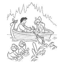 coloriage: Le Prince et la Petite Sirène sur le bateau, livre de coloriage peint