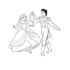 coloriage: Ariel et le prince de la petite sirène dansent ensemble