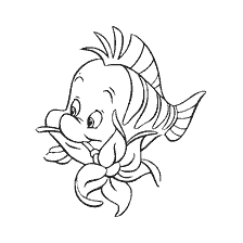 coloriage: Coloriage Flounder du dessin animé La petite sirène