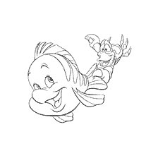 coloriage: Coloriage Flounder et Sebastian de La Petite Sirène