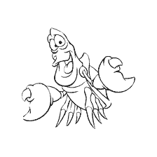 coloriage: Crab Sebastian, un personnage du dessin animé La Petite Sirène