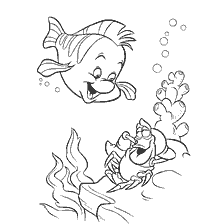 coloriage: Coloriage Flounder et Sebastian de La Petite Sirène