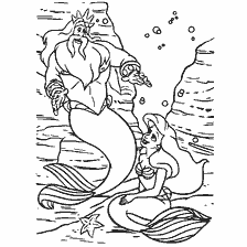 coloriage: La coloration de la petite sirène: Neptune et Ariel