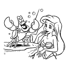 coloriage: Une scène de La Petite Sirène avec Sebastian et Ariel