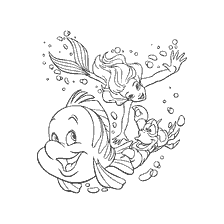 coloriage: Flounder, Sirmaid et Sebastian Underwater