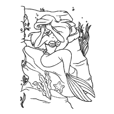 coloriage: Le jeu de coloration de la petite sirène de cacher et chercher sous l'eau