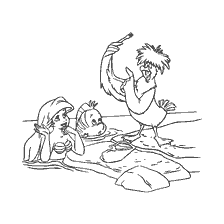 coloriage: La petite sirène : Ariel avec Flounder et Sebastian