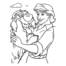 coloriage: Prince câlins chien sur Petit livre de coloriage sirène