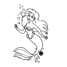 coloriage: La sirène du dessin animé en coloriage