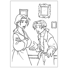coloriage: Un dessin de Jim et sa mère de la planète du Trésor