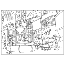 coloring page: Coloring City in the sewer from the cartoon Flee!