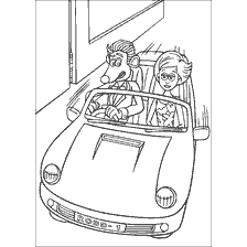 coloring page: Roddy St James and the girl in a convertible on the coloring book