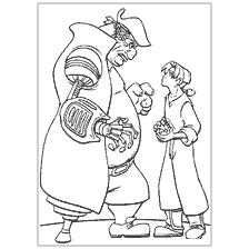 coloriage: Couleur argent et Jim de la planète Trésor