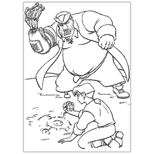 coloriage: Capture d'écran de Treasure Planet Coloring montrant les personnages principaux