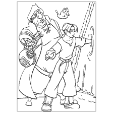 coloriage: Un dessin de personnages du film d'animation Treasure Planet se préparant à voyager à travers le portail.