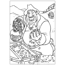 coloriage: Personnage avec Trésor de la Planète du Trésor
