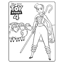 Kleur van de Shepherd Bo Peep uit de cartoon Speelgoed Verhaal 4 met schapen
