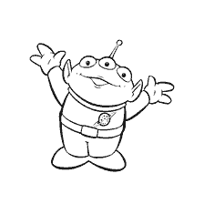 Een alien uit de cartoon geschiedenis van speelgoed voor het kleuren