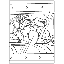 coloriage: Tortue Ninja conduire une voiture de tortue