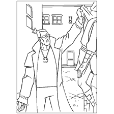 coloriage: Tortues Ninja: Oncle mal tient une des tortues