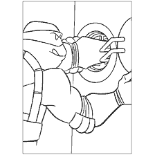 coloriage: Coloration avec une tortue Ninja qui atteint la cible