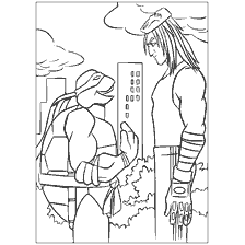 coloriage: Colorer la tortue ninja avec la tortue et l'athlète