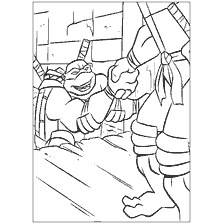 coloriage: Colorer les tortues Ninja avec un moment d'aide