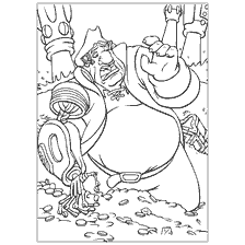 coloriage: Couleur de la planète du trésor - un personnage sur fond d'or