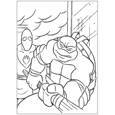 coloriage: Image coloriage de Donatello et l'ennemi des tortues Ninja