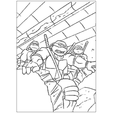 coloriage: Coloration des tortues ninjas les représentant dans les égouts
