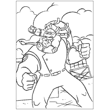 coloriage: Tortue Ninja avec ennemi dans la coloration