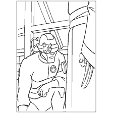 coloriage: Dessin de Schroeder et un cyborg du dessin animé Ninja Turtles dans livre de coloriage