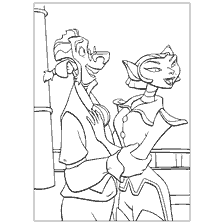 coloriage: Docteur et capitaine en noir et blanc de Treasure Planet Animation