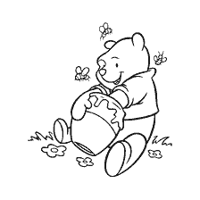 Winnie the Pooh enjoys honey