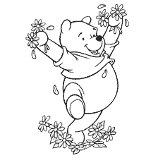Winnie the Pooh with flowers