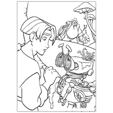 coloriage: Bengan et un robot dégradé de la planète Trésor