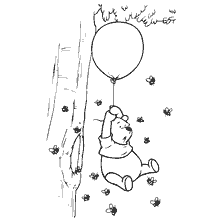Winnie Bear Hanging on a Balloon
